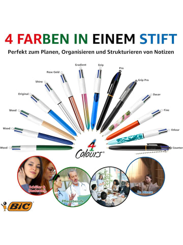 Bic BIC 4 Colours Kugelschreiber Bundle – 11 Stück (6x Pastell + 5x Gradient)