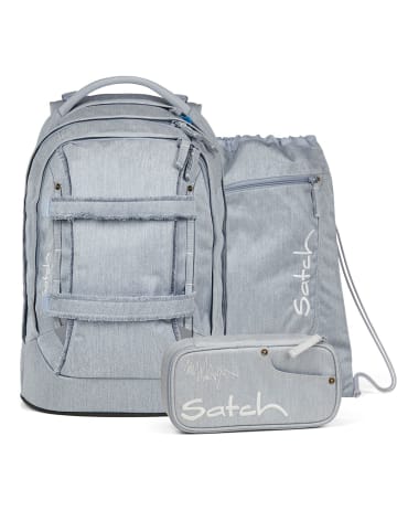Satch Pack Schulrucksack Set 3-tlg. Washed Blue 2025 in grau