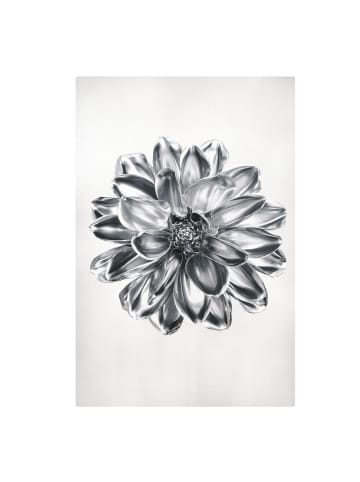 WALLART Leinwandbild - Dahlie Blume Silber Metallic in Silber