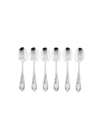 Mulex Rococo 6-teiliges Esslöffel-Set aus hochwertigem 18/10-Edelstahl in Silber