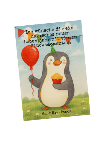 Mr. & Mrs. Panda Postkarte Pinguin Geburtstag Design mit Spruch in Weiß