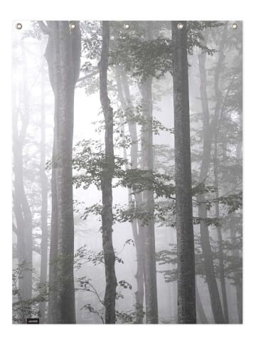 Juniqe Duschvorhang "Foggy Autumn Forest" in Grau