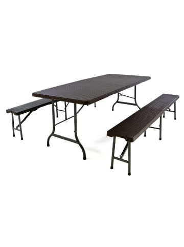 VCM  3-tlg. Bierzeltgarnitur Set Sitzgruppe Tisch Bank in Braun