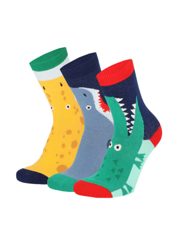 Yuhu Jungen Socken mit Tieren 3er Pack Motivsocken in Gelb