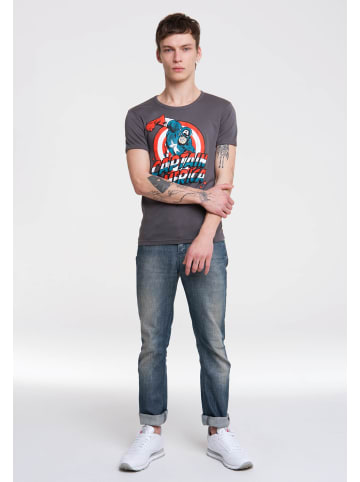 Logoshirt T-Shirt Captain America in grau