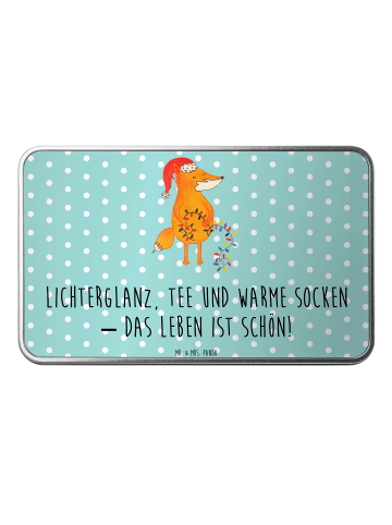 Mr. & Mrs. Panda Aufbewahrungsbox Fuchs Weihnachten mit Spruch in Türkis Pastell