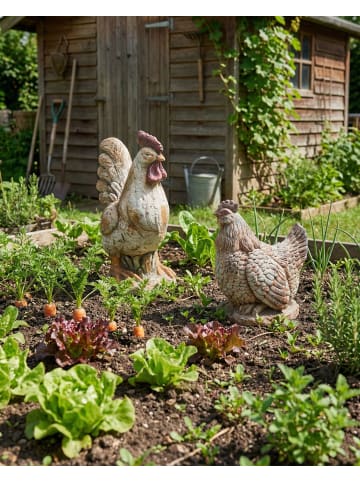 Beliani 1er-Set Gartenfigur SPECCHIA in Beige/Weiß