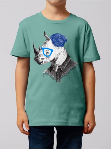 wat? Apparel T-Shirt Nashorn in Teal Monstera