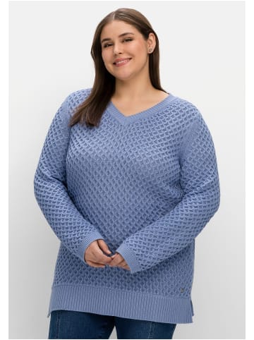 sheego Pullover in mittelblau