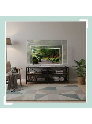 relaxdays TV-Lowboard in Braun/ Schwarz - (B)140 x (H)52 x (T)39 cm