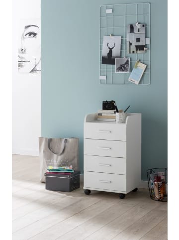 FineBuy Rollcontainer in Weiß / Spanplatte / 40x33x71