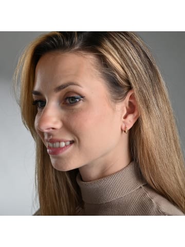 Adeliás Damen Ohrringe – Klappcreole aus 925 Silber in gold