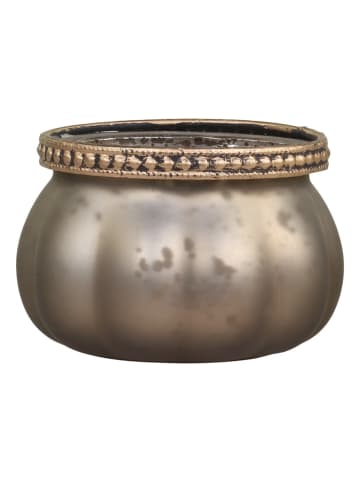 Chic Antique Teelichthalter mit Perlenrand in Kürbisform matt in latte