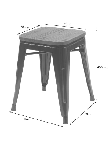 MCW 2er-Set Hocker A73 im Industriedesign stapelbar, Weiß