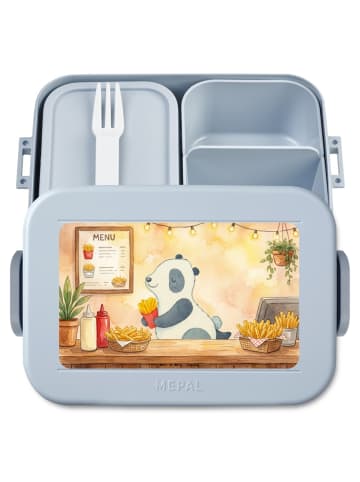 Mr. & Mrs. Panda Snackbox Panda beflügelt Pommes Design ohne Spruch in Blau Pastell