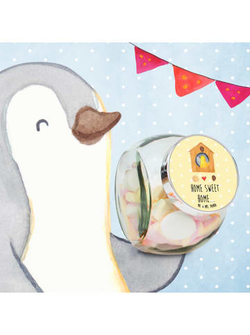 Mr. & Mrs. Panda Vorratsglas Vogelhaus Home mit Spruch in Gelb Pastell