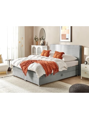 Beliani Boxspring Bett MINISTER in Grau/Silber - (W) 168 x (H) 115 x (L) 209 cm