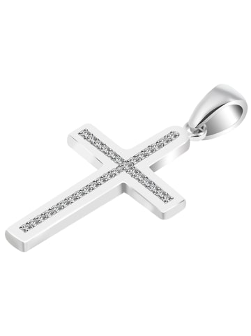 Adeliás Damen Anhänger – Kreuz Kreuzanhänger aus 925 Silber mit Zirkonia in silber