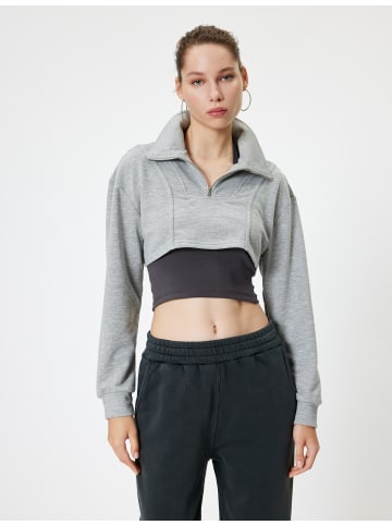 KOTON Sweatshirt in Grau Melange Gemustert
