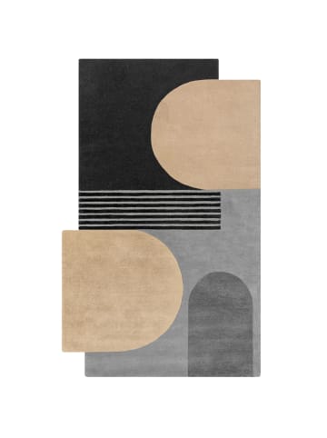 KADIMA DESIGN Wollteppich modern, abstrakt, rutschfest, Teppich 100% Wolle in Grau
