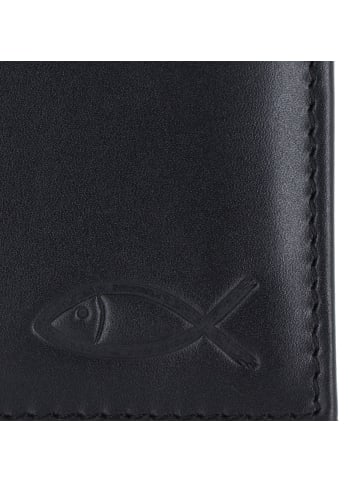 oxmox Leather Geldbörse RFID Schutz Leder 11 cm in schwarz-freedom fish
