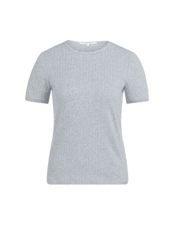 YAYA RIBBED T-SHIRT WITH SUBTLE NECKLINE DETAIL in Medium Grey Melange