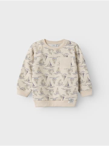 name it Lässiges Sweater Oberteil Design Print Pullover in Beige