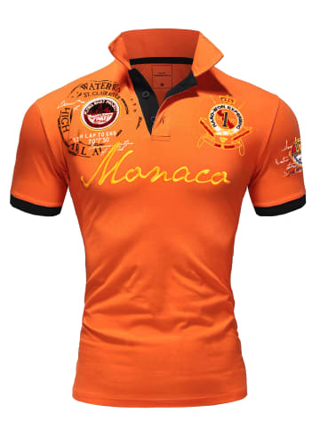 Amaci&Sons Poloshirt mit Stickerei Monaco 2.0 in Orange