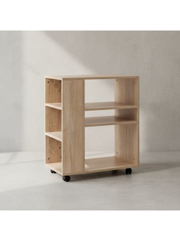 KADIMA DESIGN Regal BRENTA: Elegantes Multifunktionsmöbel, Rollen, viel Stauraum in Beige