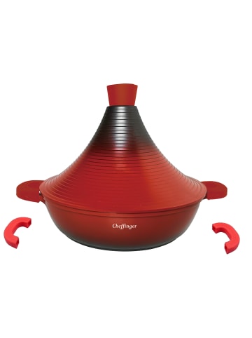 Cheffinger Aluguss Tajine Tagine Ø32cm Induktion Silikongriffe Gartopf in Rot