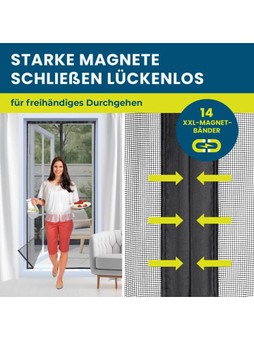 HOBERG Moskitonetz Tür 80x210cm schwarz mit Magnetvers. für Tür Schwarz