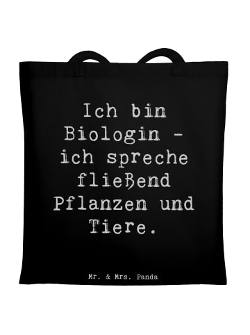Mr. & Mrs. Panda Umhängetasche Spruch Sprechende Biologin mit Sp... in Schwarz