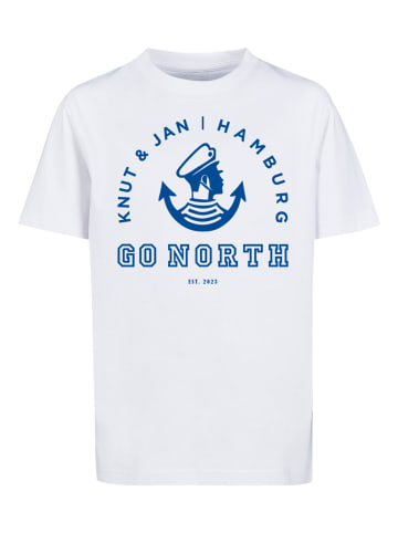 F4NT4STIC T-Shirt Go North Knut & Jan Hamburg Logo in weiß