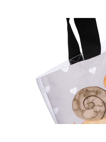 Mr. & Mrs. Panda Tote Bag Schnecken Liebe mit Spruch in Grau Pastell