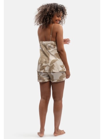 Fable & Eve Amber Fawn Mix Woven Elephant Print Cami and Shorts Set Nachtwäsche in beige