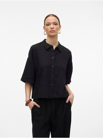 Vero Moda Hemd mit lockerem Schnitt Bluse Halbarm in Schwarz