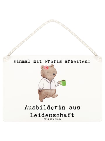 Mr. & Mrs. Panda Deko Schild Ausbilderin Leidenschaft mit Spruch in Weiß