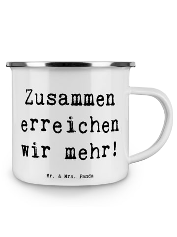 Mr. & Mrs. Panda Emaille Becher Spruch Im Team zuMenschmenarbeiten ... in Weiß
