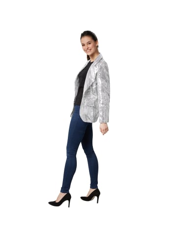 tectake Damen-Jackett mit glitzernden Pailletten, silber