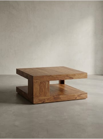 KADIMA DESIGN Sheesham Wohnzimmertisch Massiv, quadratisch, 90x90 cm, einzigartig
