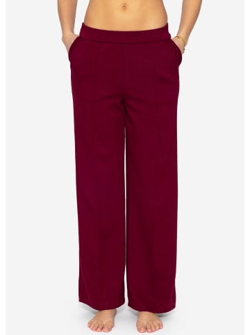 SASSYCLASSY Softe weite Jogginghose mit Biese in Weinrot
