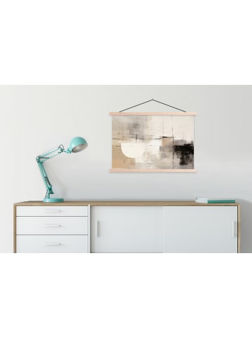 MuchoWow Poster mit Leiste Abstrakte Kunst weiß schwarz