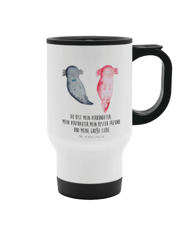 Mr. & Mrs. Panda Travel Mug Axolotl Freundin mit Spruch in Weiß