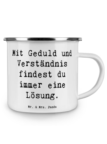 Mr. & Mrs. Panda Emaille Tasse Spruch Konflikte friedlich lösen ... in Weiß