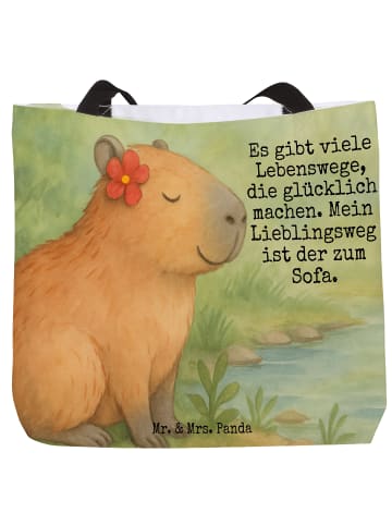 Mr. & Mrs. Panda Shopper Capybara Blume Design mit Spruch in Weiß