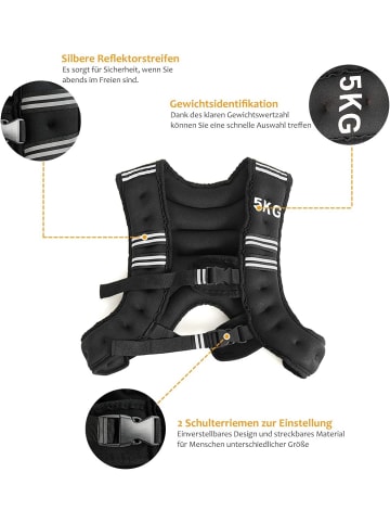 COSTWAY Trainingsweste für Krafttraining 5kg in Schwarz