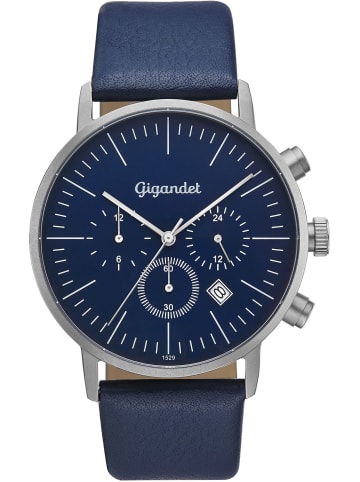 Gigandet Quarzuhr Dualtime "MINIMALISM III" in Blau/Silber