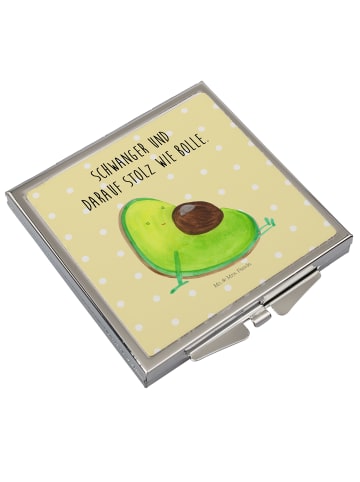 Mr. & Mrs. Panda Handspiegel Avocado Schwangerschaft mit Spruch in Gelb Pastell