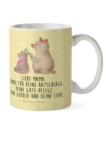 Mr. & Mrs. Panda Teetasse Bär Kind mit Spruch in Gelb Pastell