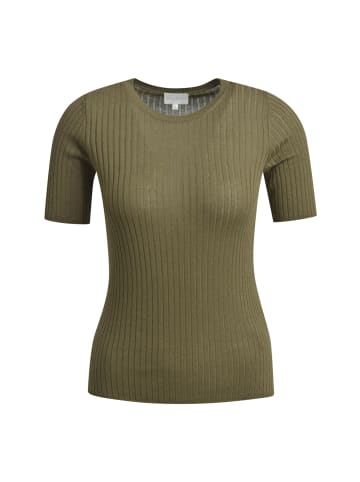 Milano Italy Fitted 1/2 sleeve Pullover with round neck in Khaki